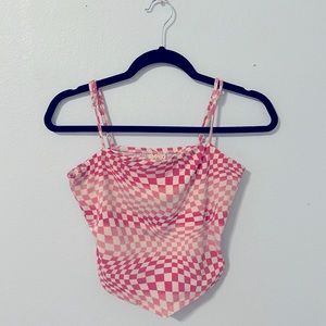 Pink checkered spaghetti strap top